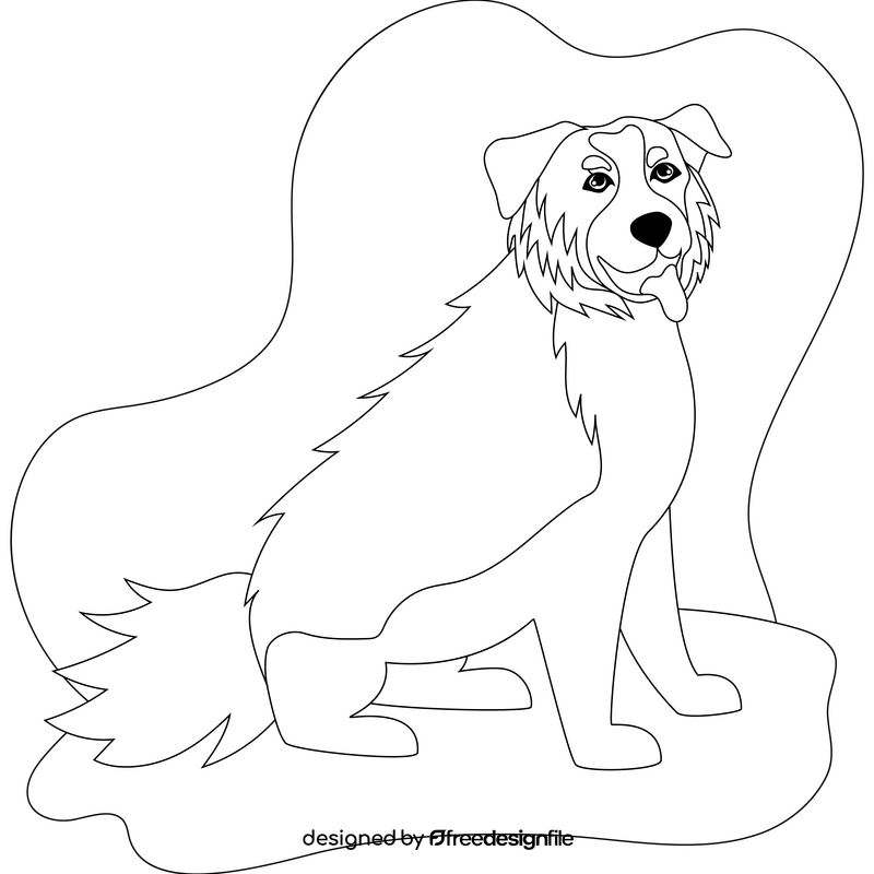 Australian shepherd dog drawing black and white clipart