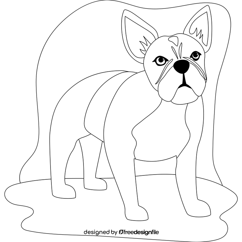 French bulldog dog drawing black and white clipart