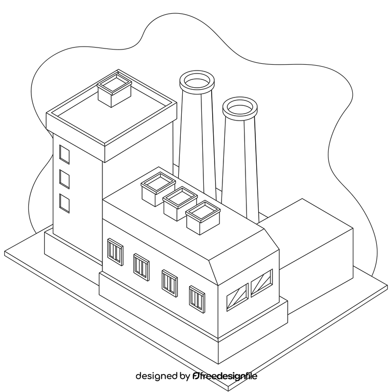 Factory drawing black and white clipart