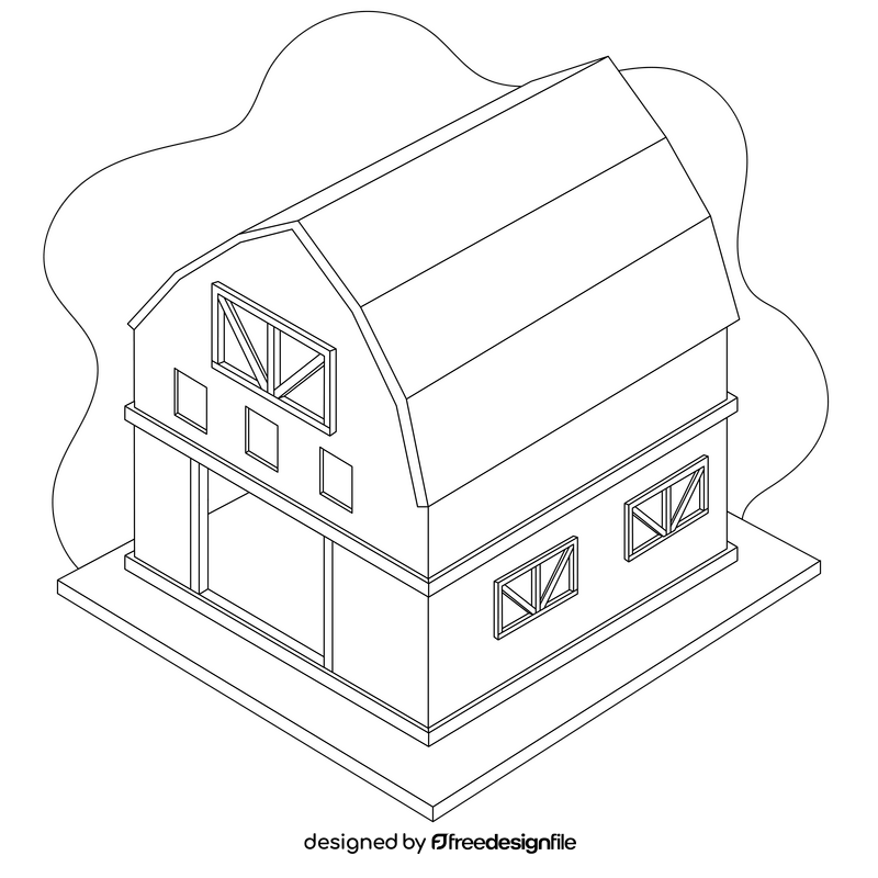 Farmhouse drawing black and white clipart