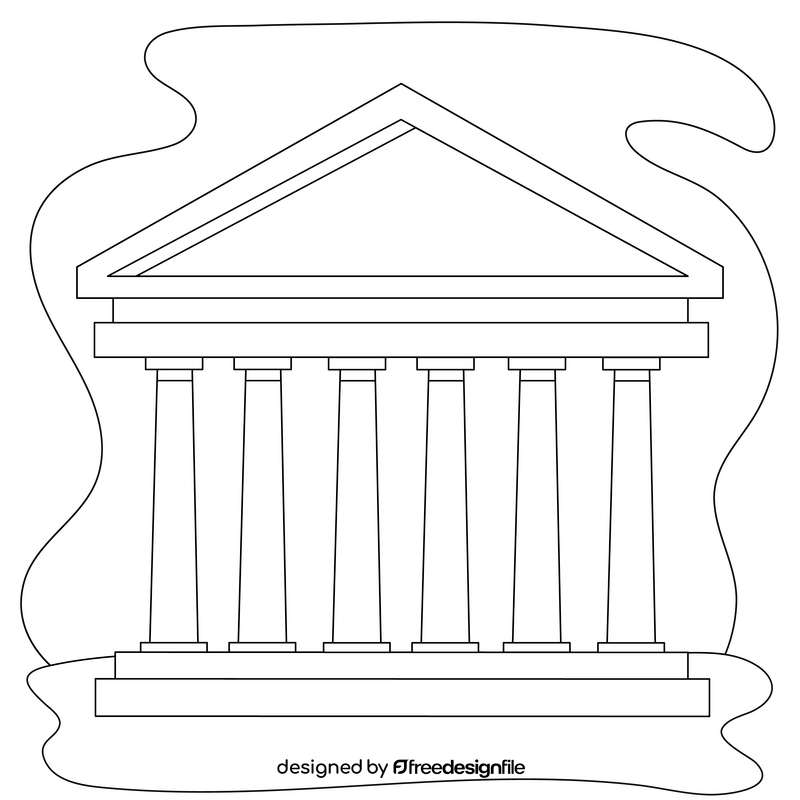 Parthenon drawing black and white clipart