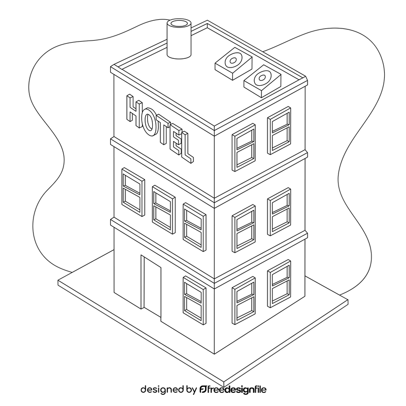 Hotel drawing black and white clipart