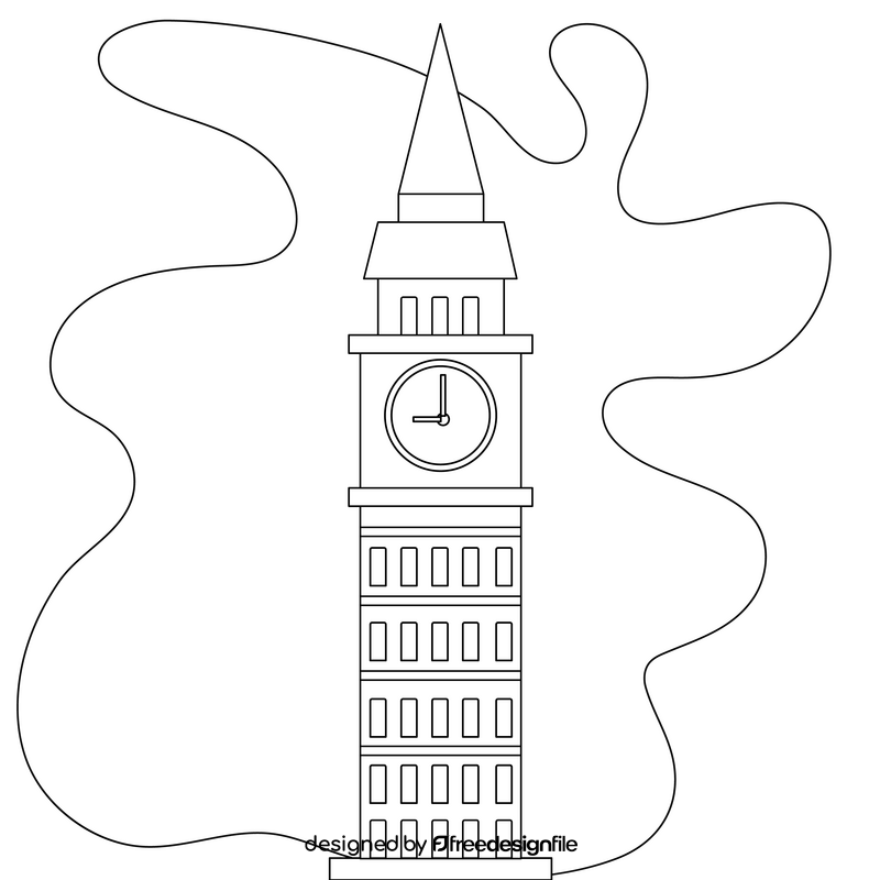 Big ben drawing black and white clipart