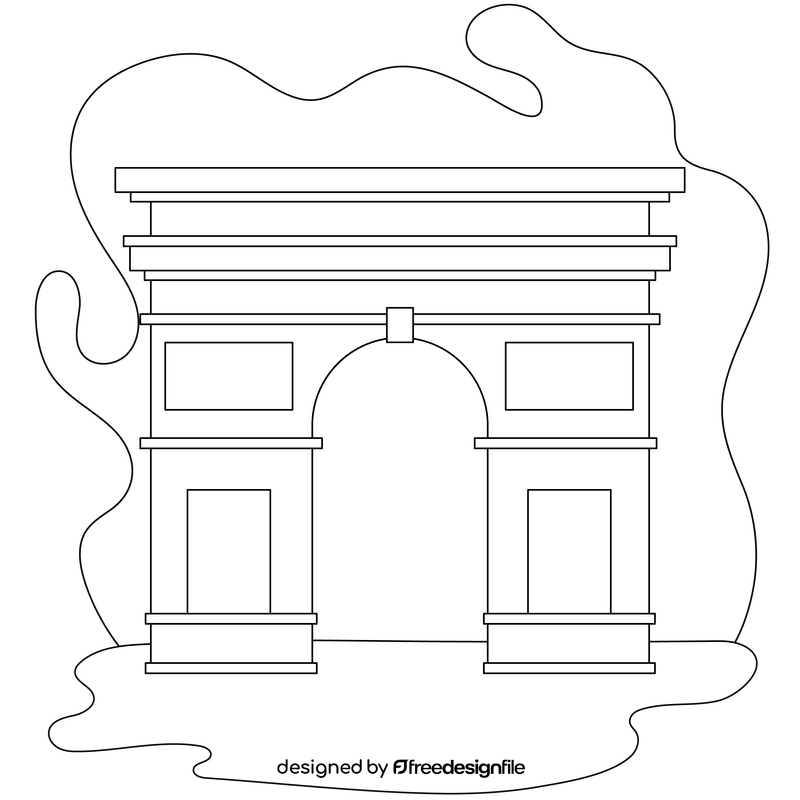 Arc de triomphe drawing black and white clipart