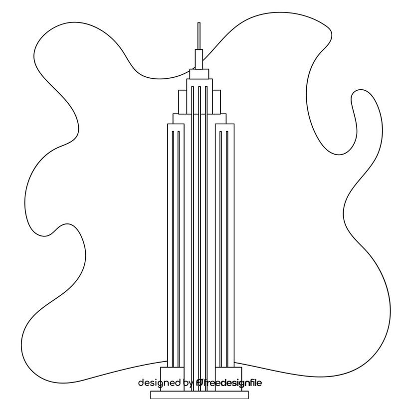 Empire state building drawing black and white clipart