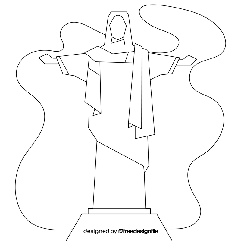 Christ the redeemer drawing black and white clipart