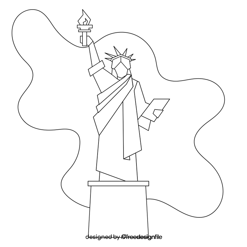 Statue of liberty drawing black and white clipart