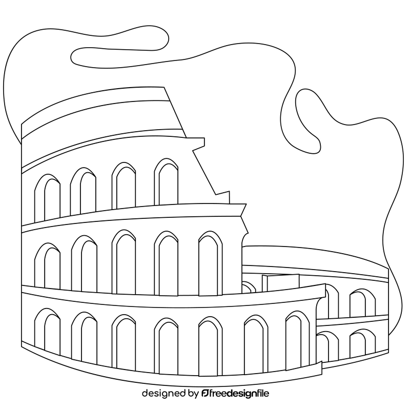 Colosseum drawing black and white clipart