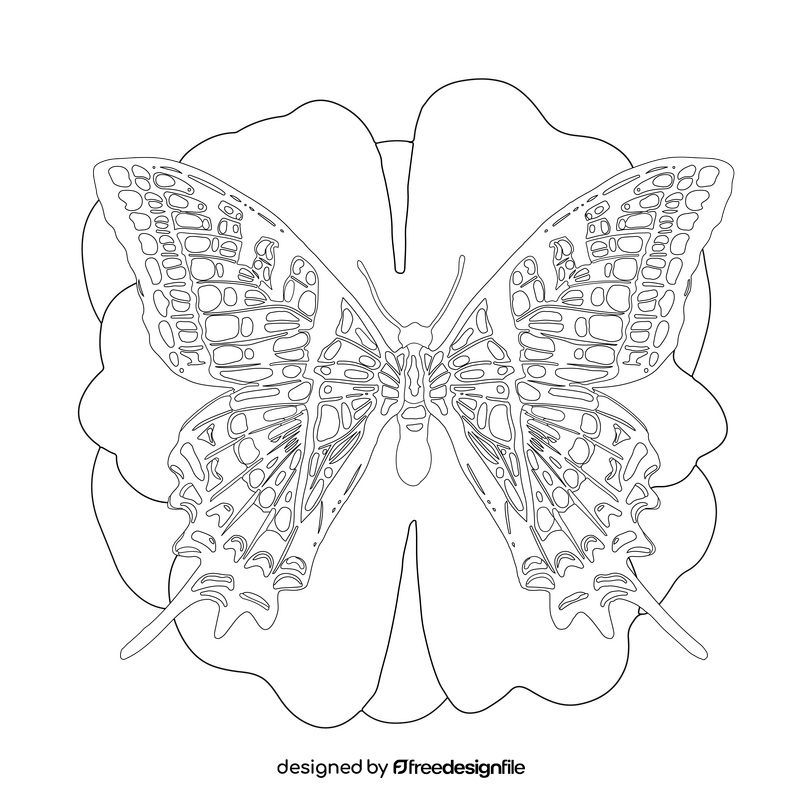 Tiger swallowtail butterfly drawing black and white clipart