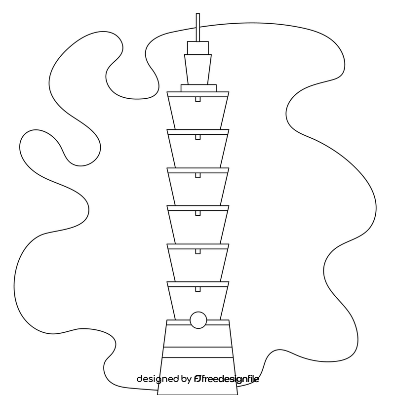 Taipei 101 drawing black and white clipart