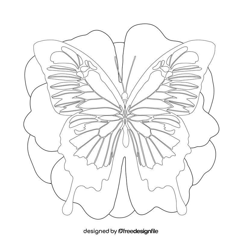 Ulysses butterfly drawing black and white clipart