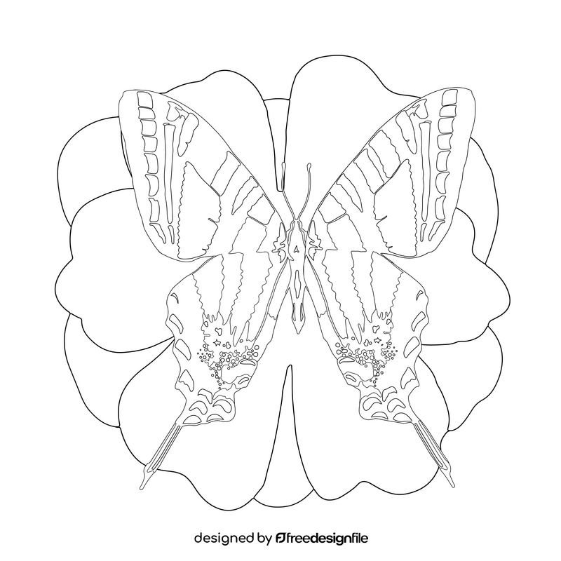 Swallowtail butterfly drawing black and white clipart