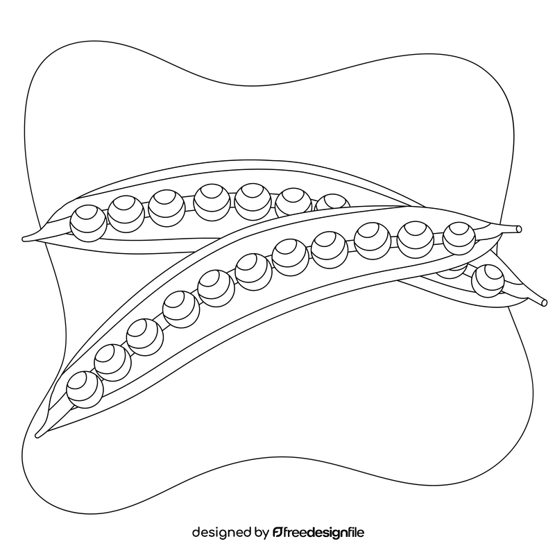 Green pea drawing black and white clipart