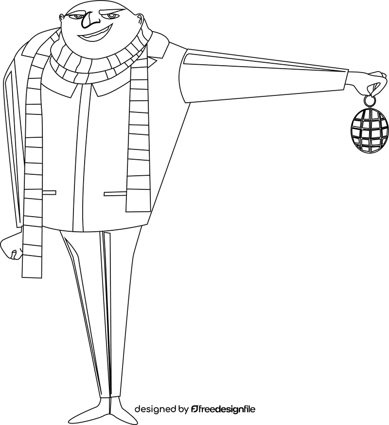 Despicable Me Gru black and white clipart