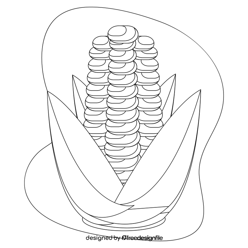 Corn drawing black and white clipart