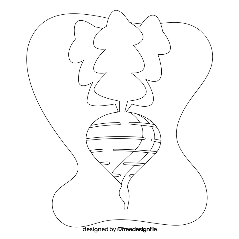 Radish drawing black and white clipart