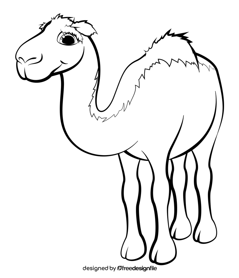 Camel cartoon black and white clipart