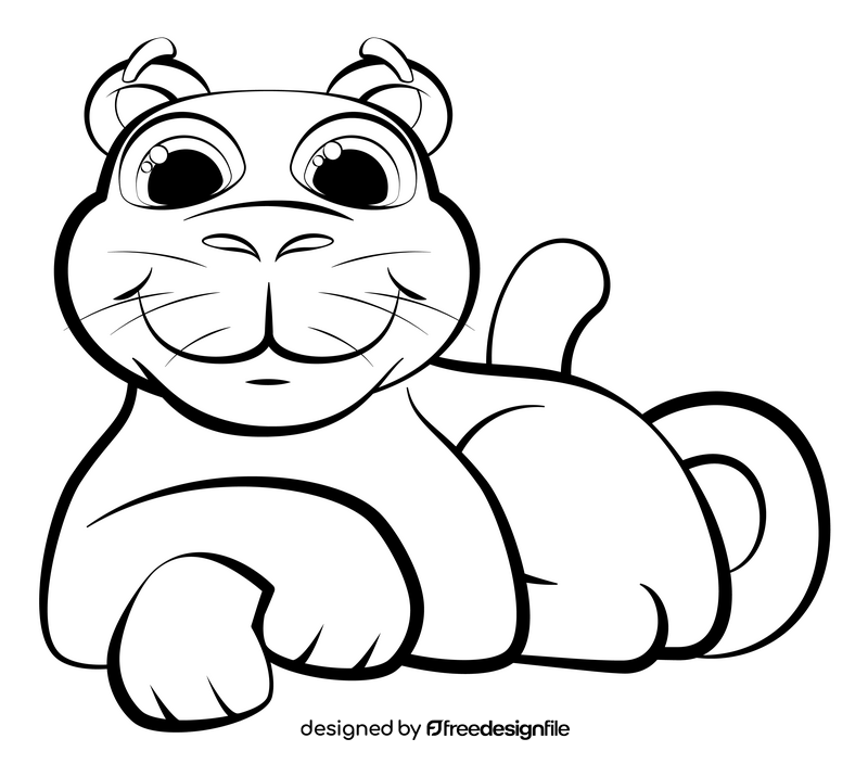 Panther cartoon black and white clipart