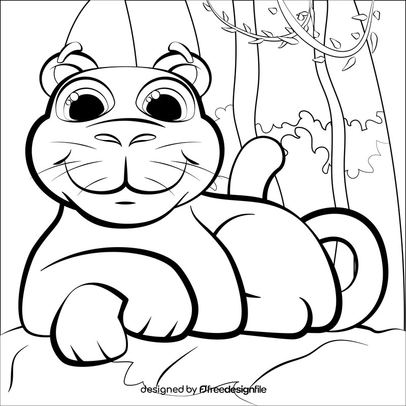 Panther cartoon black and white vector