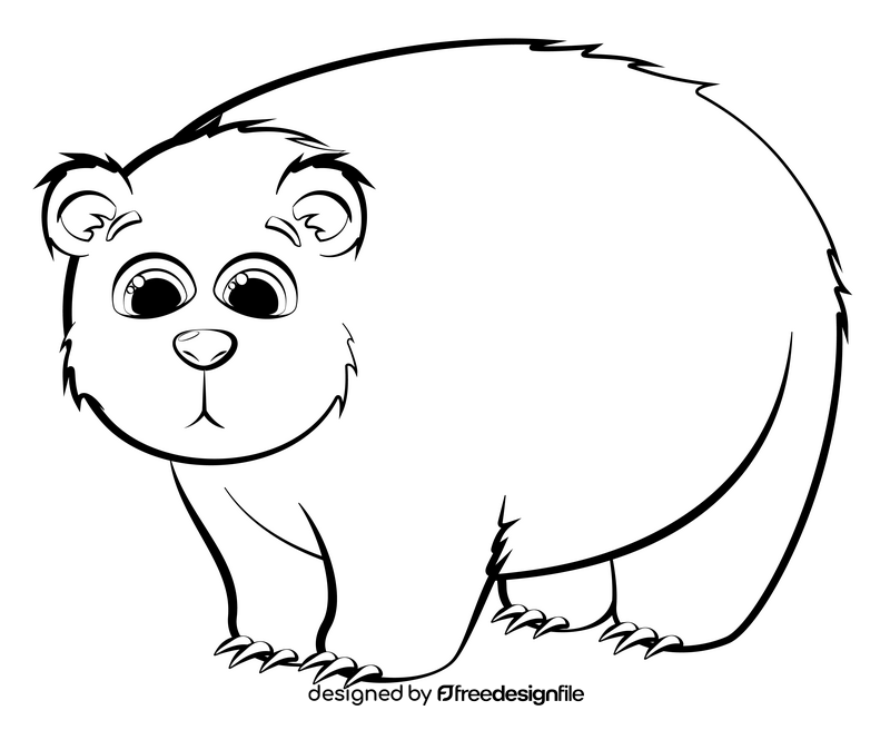 Bear cartoon black and white clipart