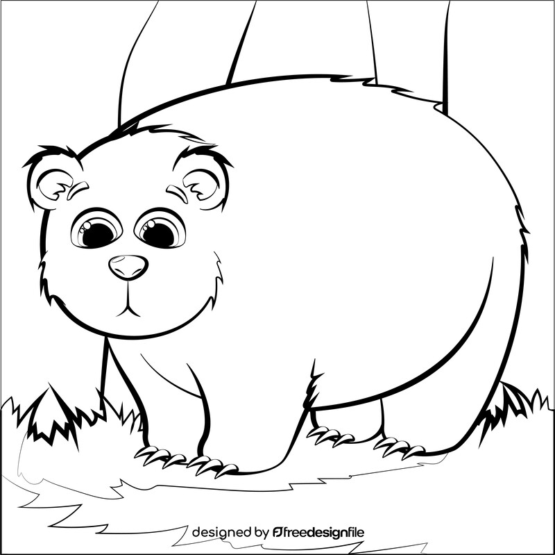 Bear cartoon black and white vector