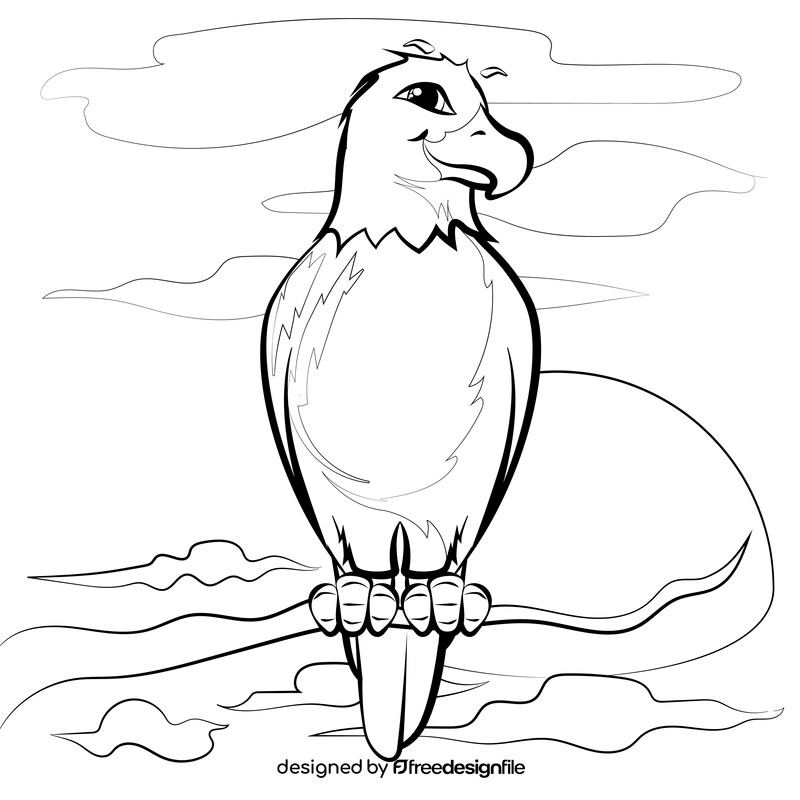 Eagle cartoon black and white vector