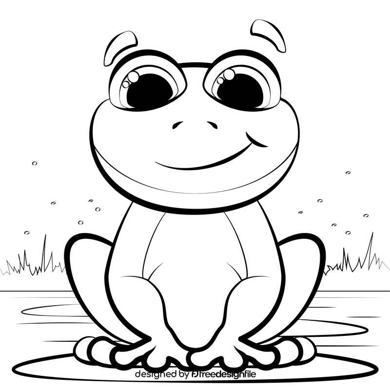 Frog cartoon black and white vector