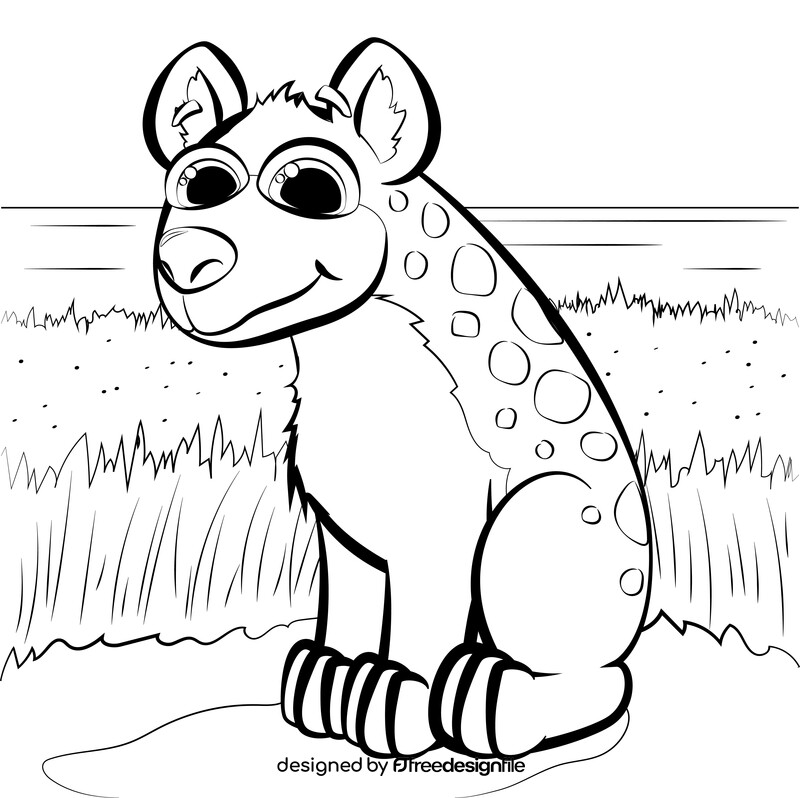 Hyena cartoon black and white vector