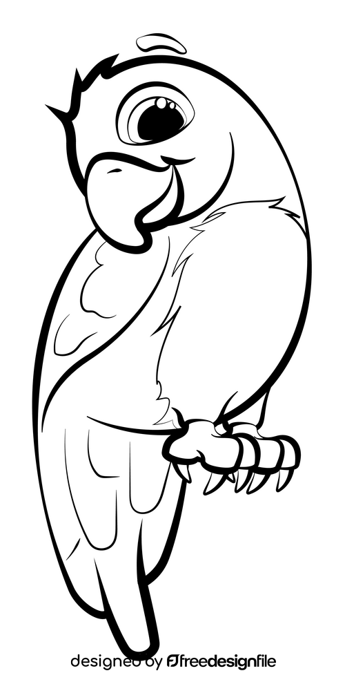 Parrot cartoon black and white clipart
