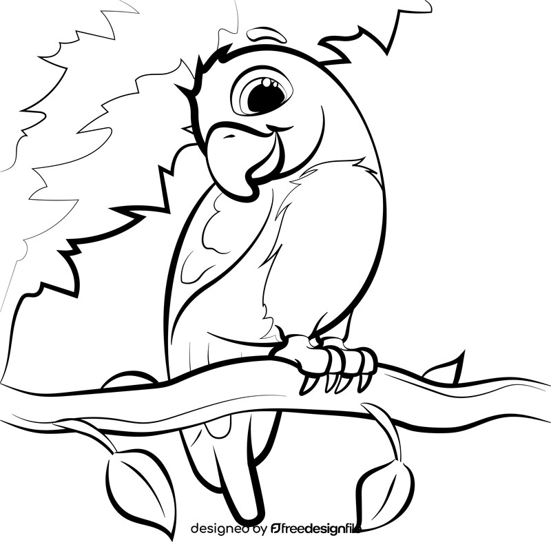 Parrot cartoon black and white vector