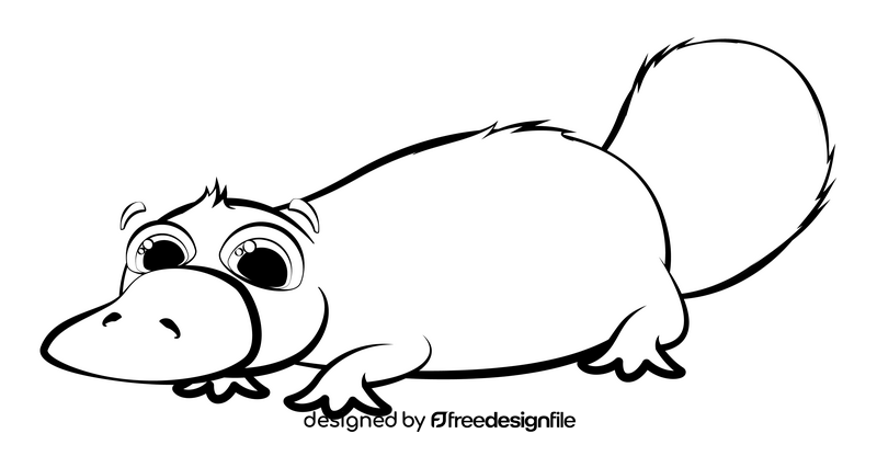 Platypus cartoon black and white clipart