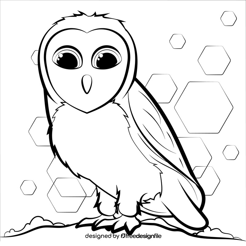 Barn owl cartoon black and white vector