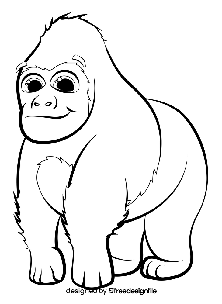 Gorilla cartoon black and white clipart free download