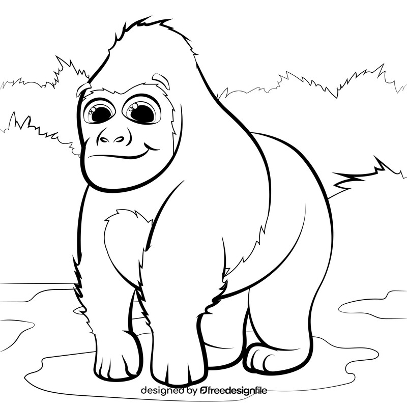 Gorilla cartoon black and white vector