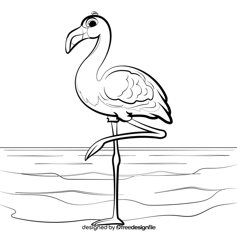 Flamingo cartoon black and white vector