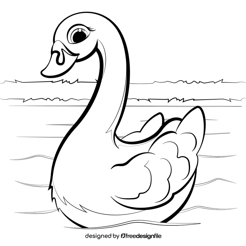 Swan cartoon black and white vector