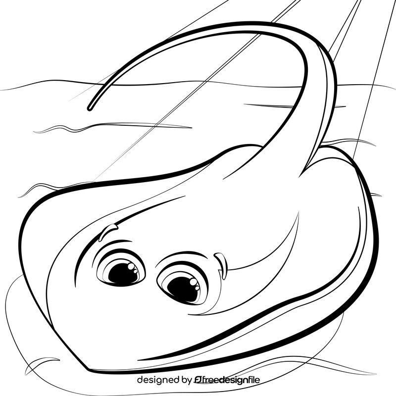 Stingray cartoon black and white vector