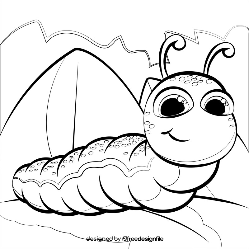 Caterpillar cartoon black and white vector