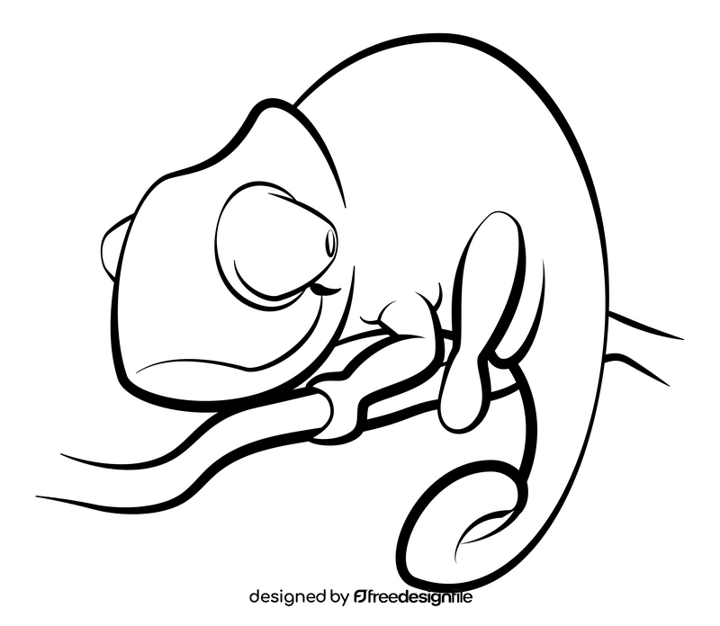 Chameleon cartoon black and white clipart