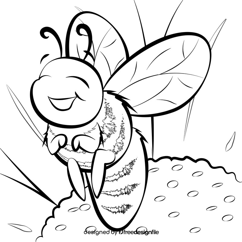 Bee cartoon black and white vector