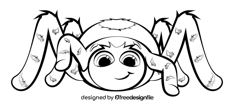 Spider cartoon black and white clipart