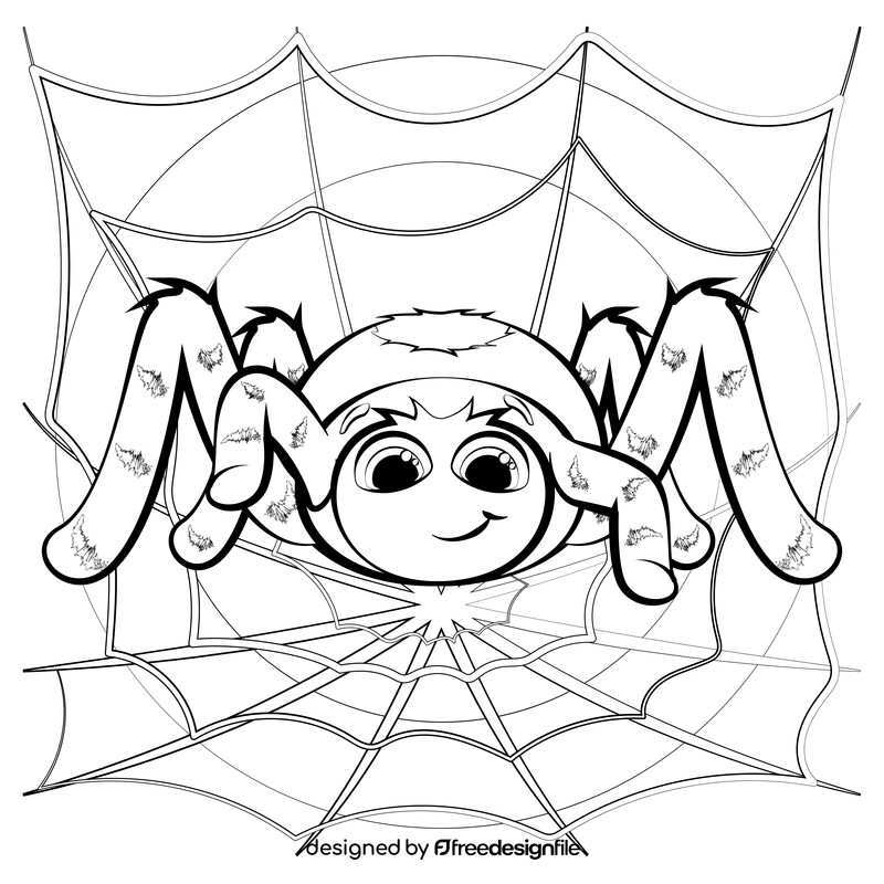 Spider cartoon black and white vector