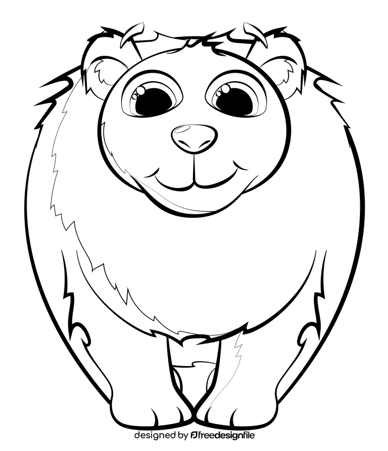 Polar bear cartoon black and white clipart