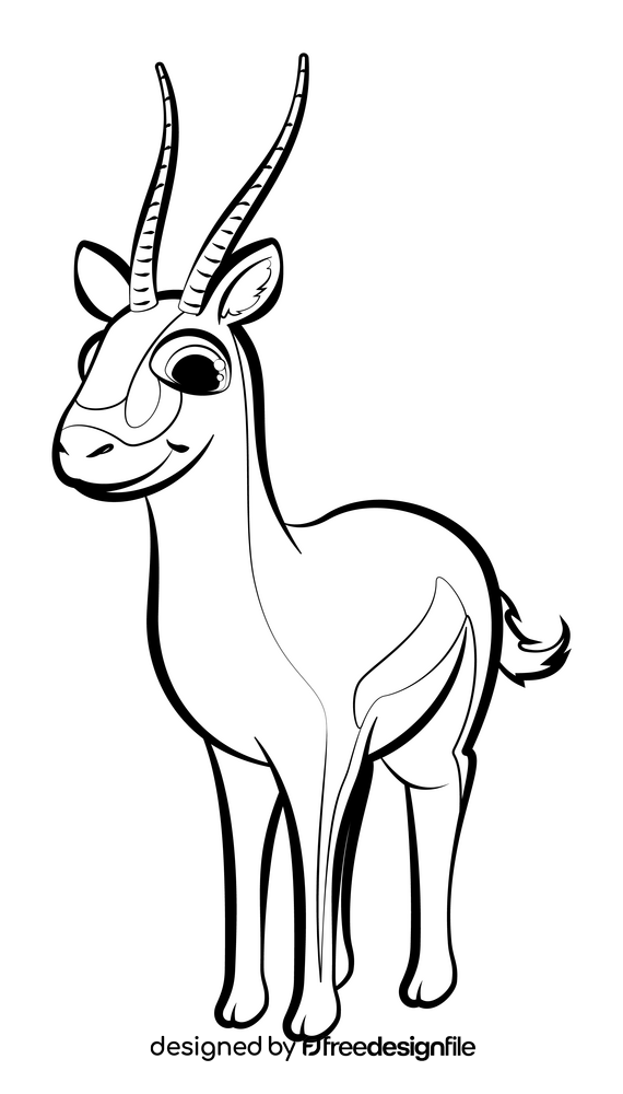 Gazelle cartoon black and white clipart