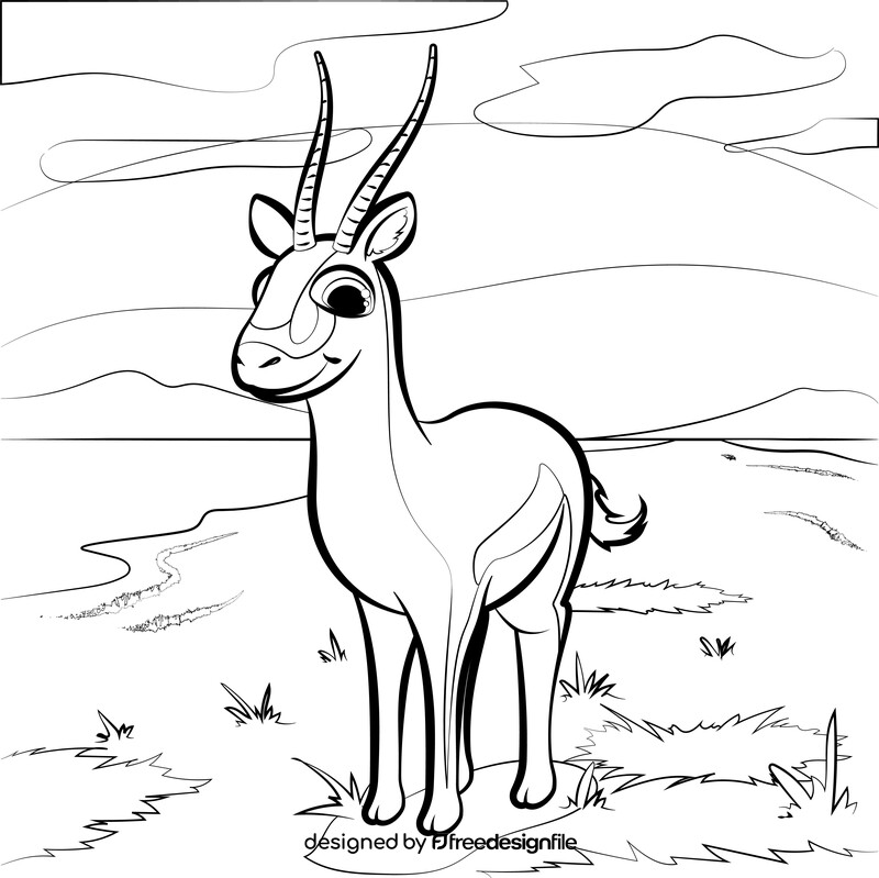 Gazelle cartoon black and white vector