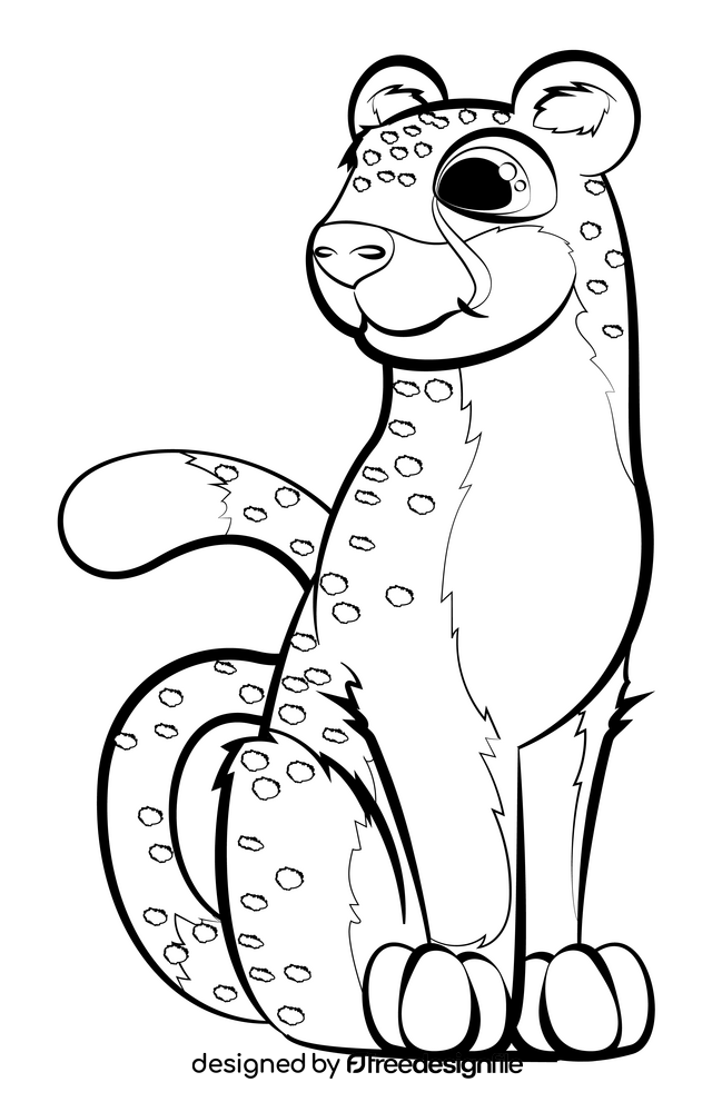 Cheetah cartoon black and white clipart