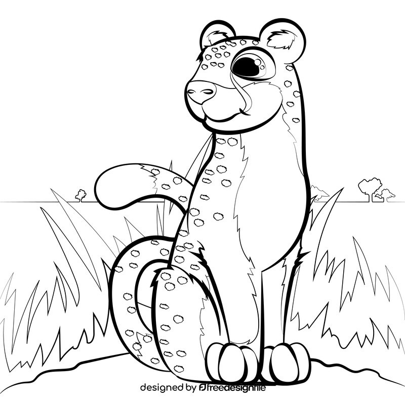 Cheetah cartoon black and white vector