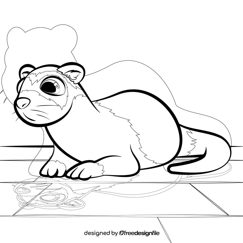 Ferret cartoon black and white vector