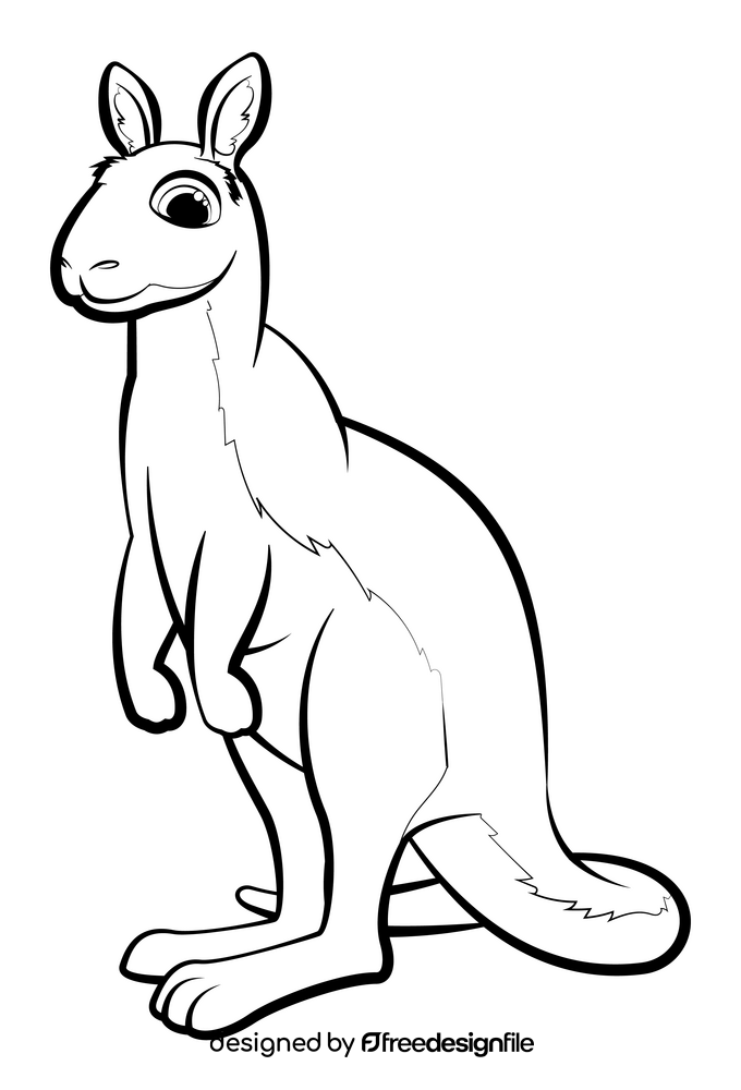 Kangaroo cartoon black and white clipart