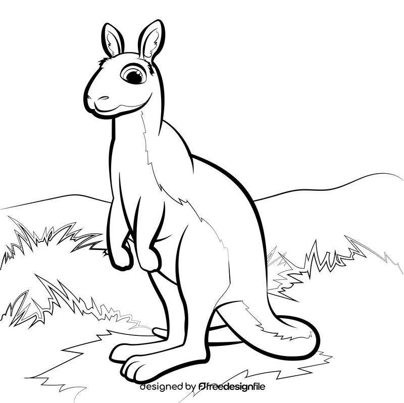 Kangaroo cartoon black and white vector